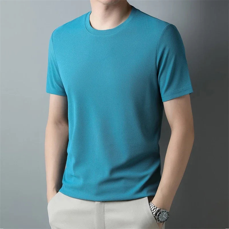 Waffle Knit O-Neck T-Shirt