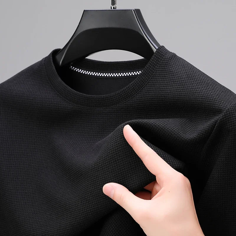 Waffle Knit O-Neck T-Shirt