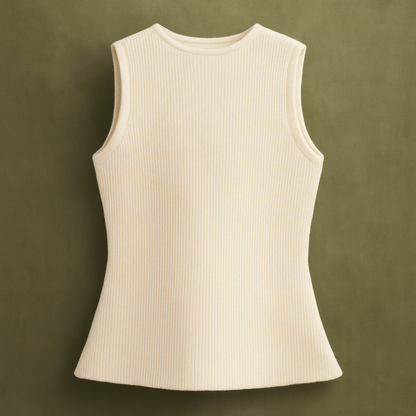 Knit Two-Piece Outfit – V-Neck Top & Pleated Skirt