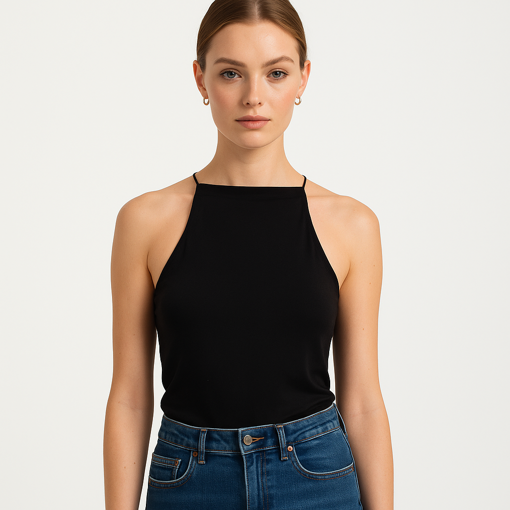 Women's Solid Halter Neck Tank Top