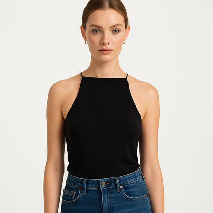Women's Solid Halter Neck Tank Top