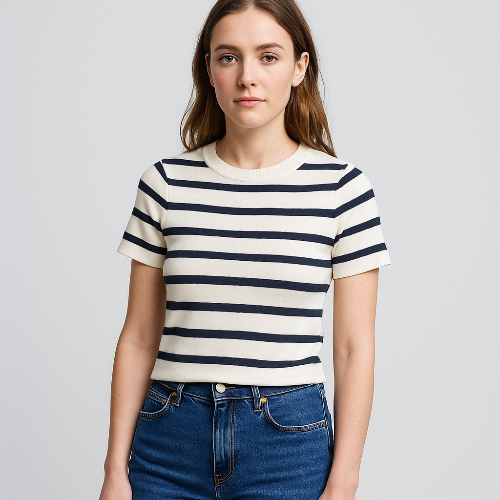 Women's Striped Cropped Knit Sweater