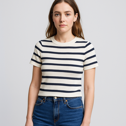 Women's Striped Cropped Knit Sweater