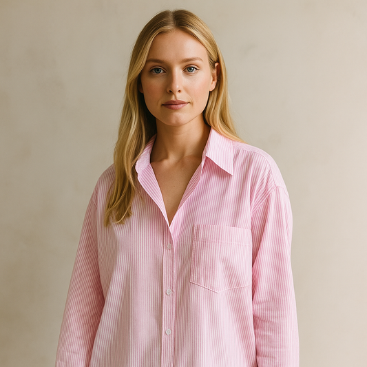 Women's Striped Loose Shirt with Pocket