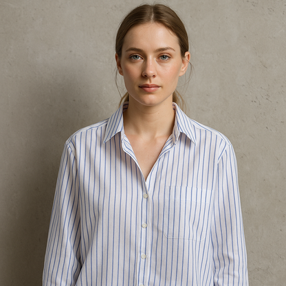 Women's Striped Loose Shirt with Pocket