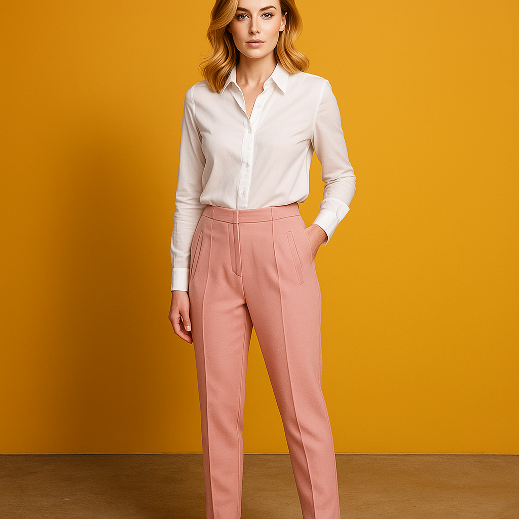 Women's High Waist Solid Ankle Pants