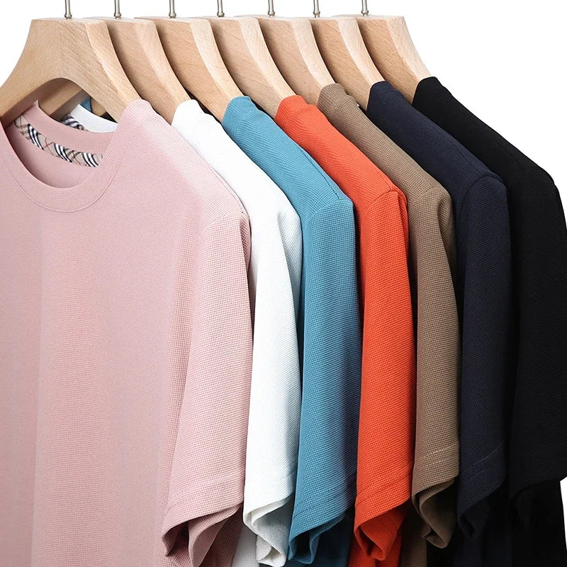 Waffle Knit O-Neck T-Shirt