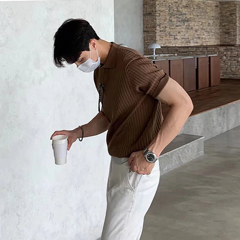 Men's Retro Knit Polo Shirt