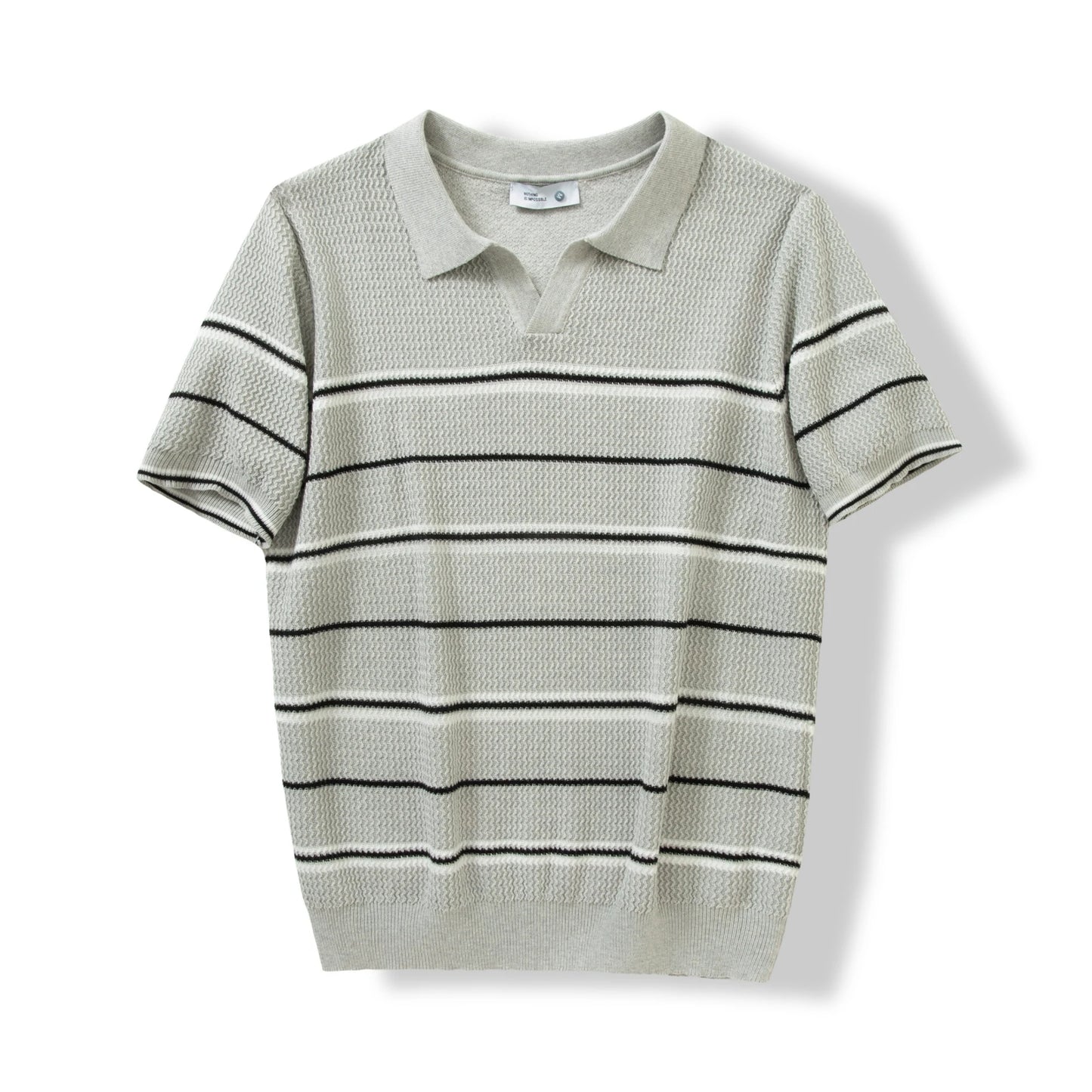 Men's Short Sleeve Striped Knit Polo
