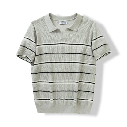Men's Short Sleeve Striped Knit Polo