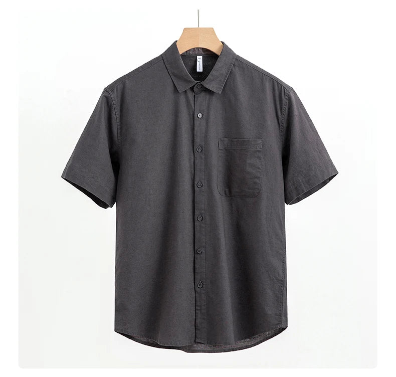 Men's Cotton Linen Short Sleeve Shirt