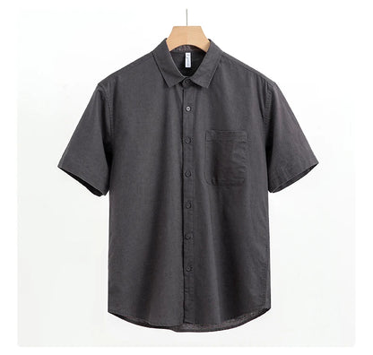 Men's Cotton Linen Short Sleeve Shirt