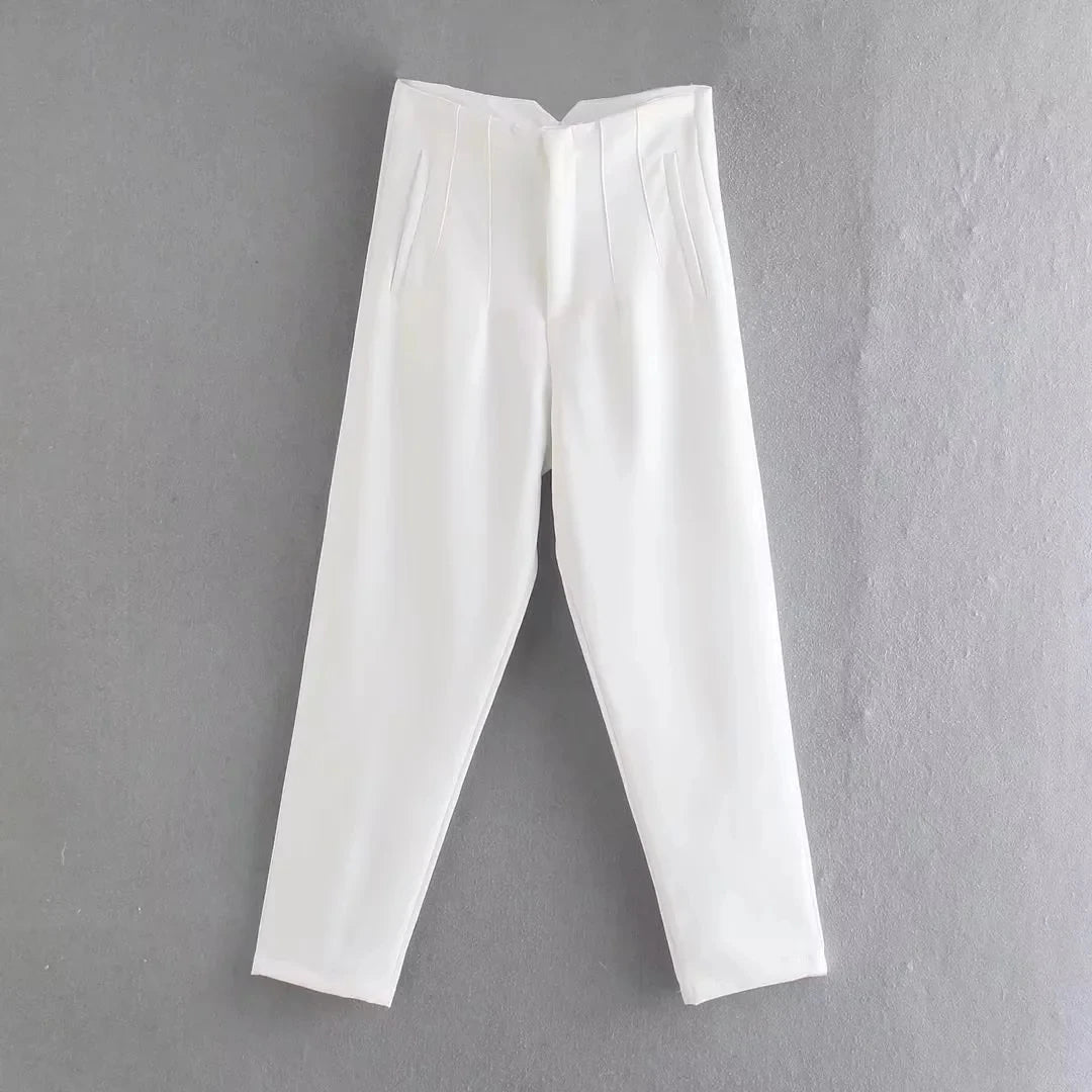 Women's Elegant High Waist Solid Pencil Pants