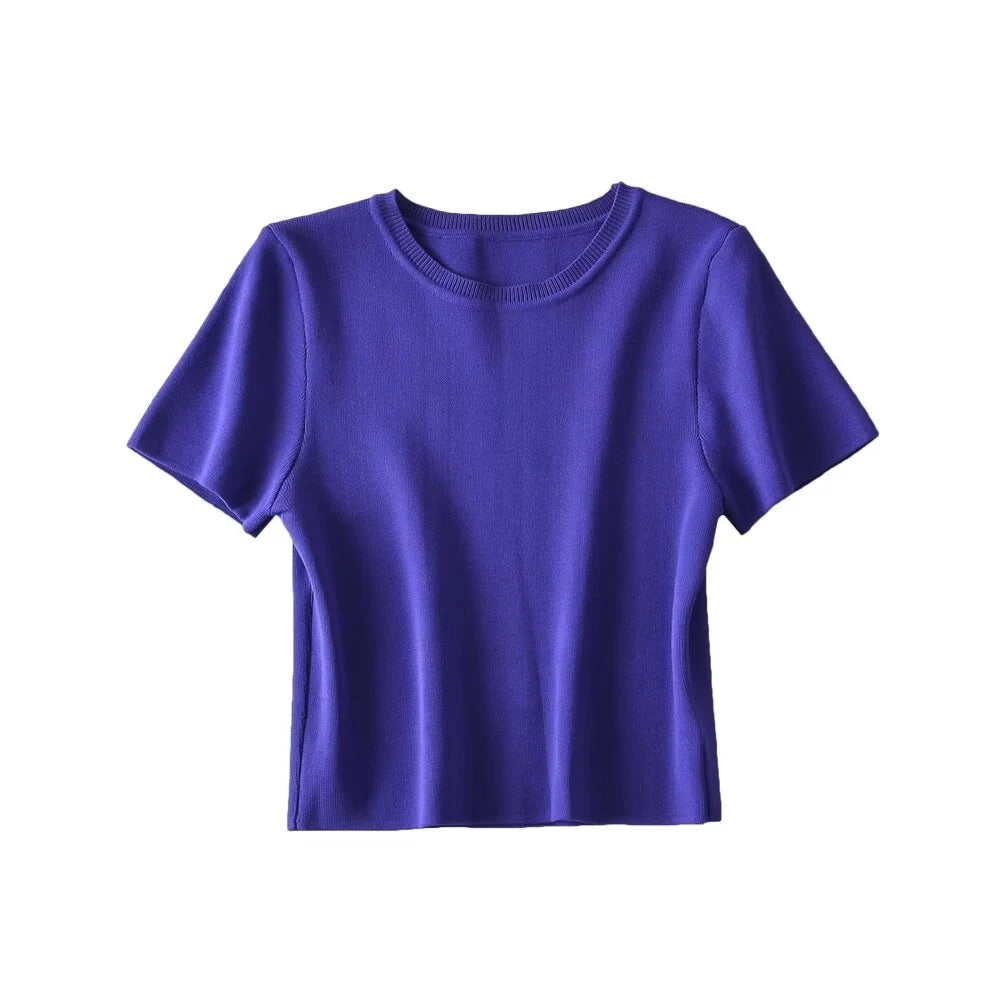 Women's Striped Cropped Knit Sweater