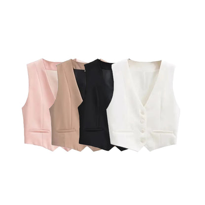 Women's Cropped Vintage Waistcoat