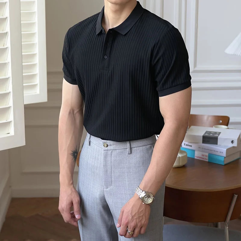 Men's Vertical Stripe Knit Polo