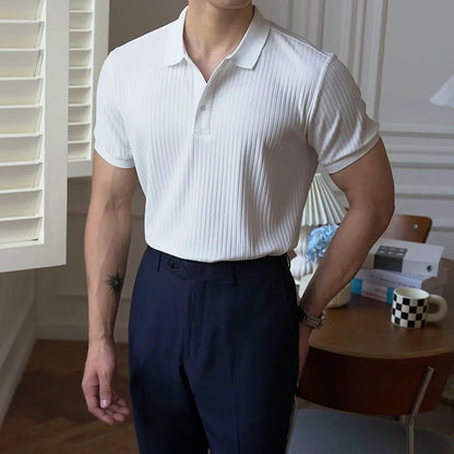 Men's Vertical Stripe Knit Polo