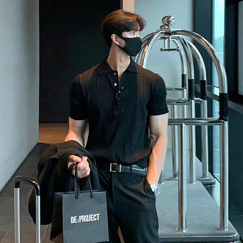 Men's Retro Knit Polo Shirt