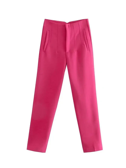 Women's Elegant High Waist Solid Pencil Pants