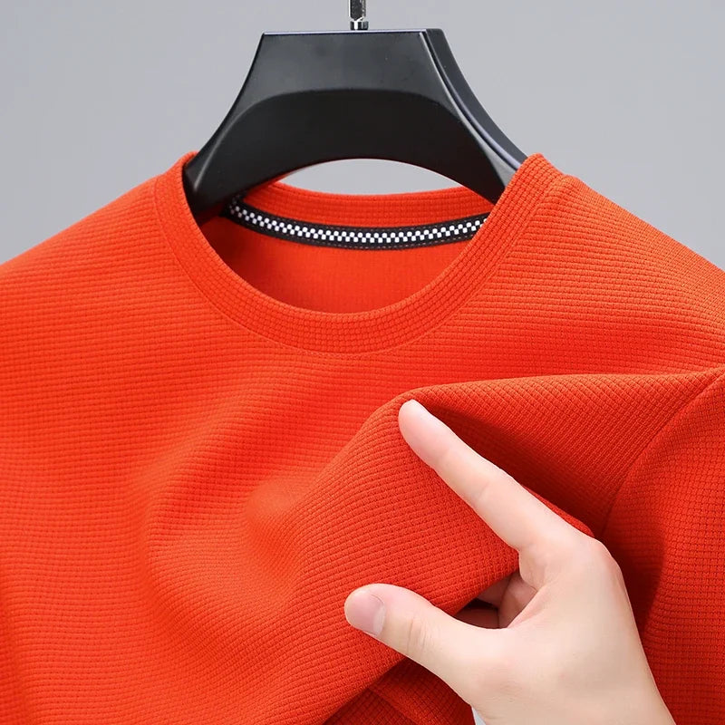 Waffle Knit O-Neck T-Shirt