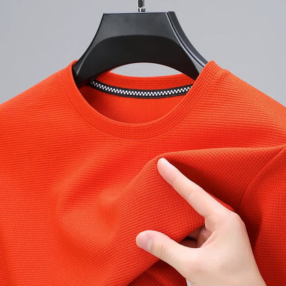 Waffle Knit O-Neck T-Shirt