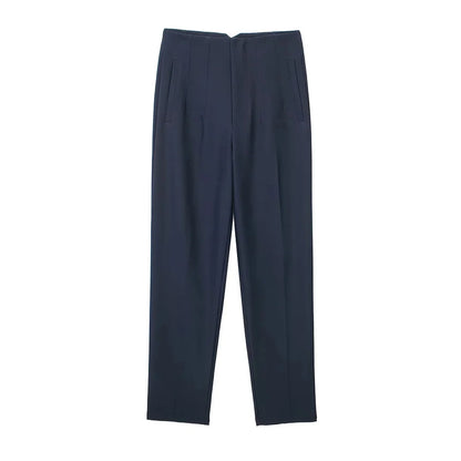 Women's High Waist Solid Ankle Pants