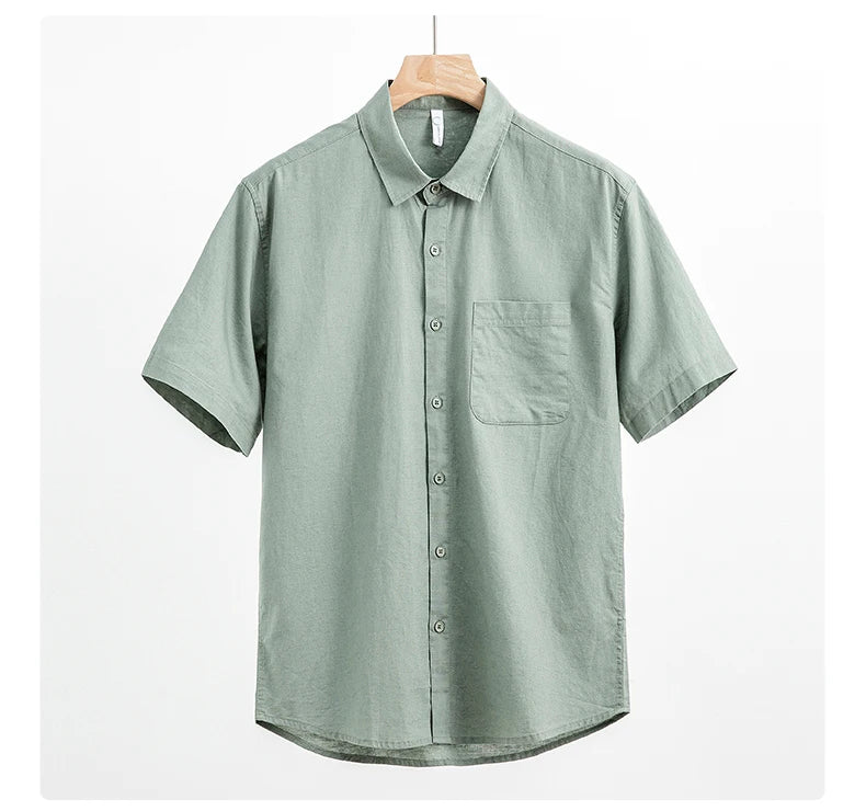 Men's Cotton Linen Short Sleeve Shirt