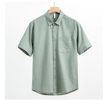 Men's Cotton Linen Short Sleeve Shirt