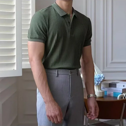 Men's Vertical Stripe Knit Polo