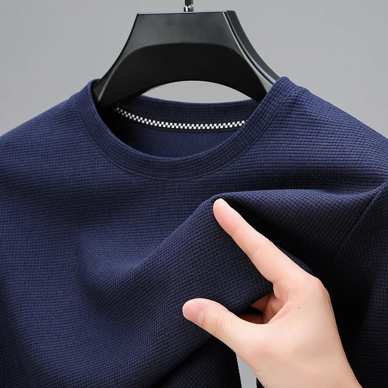 Waffle Knit O-Neck T-Shirt