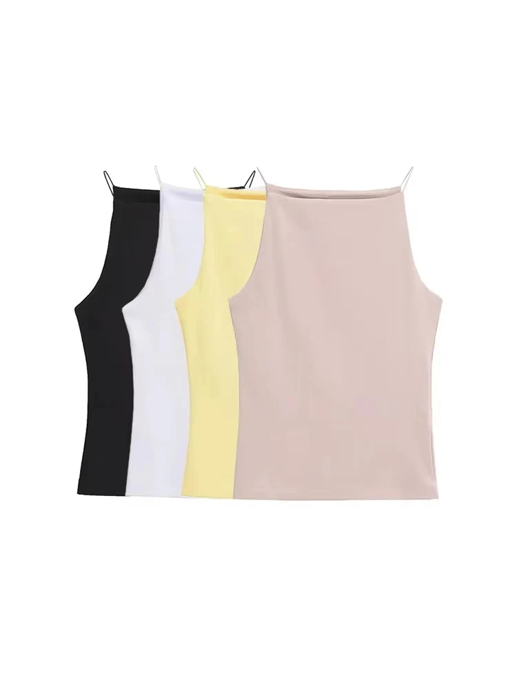 Women's Solid Halter Neck Tank Top