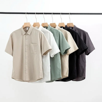 Men's Cotton Linen Short Sleeve Shirt