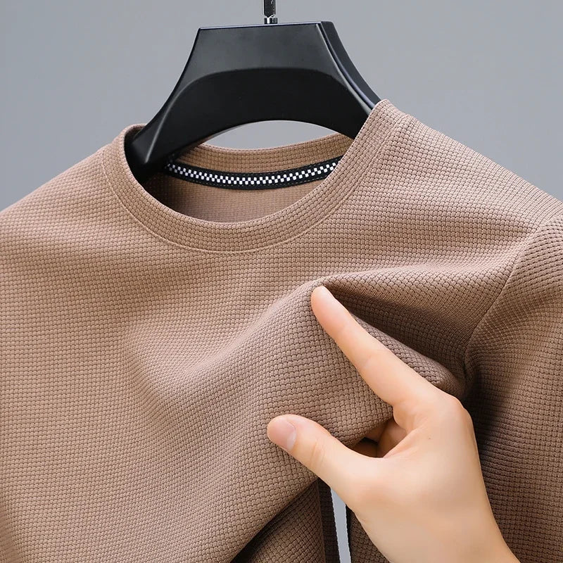 Waffle Knit O-Neck T-Shirt