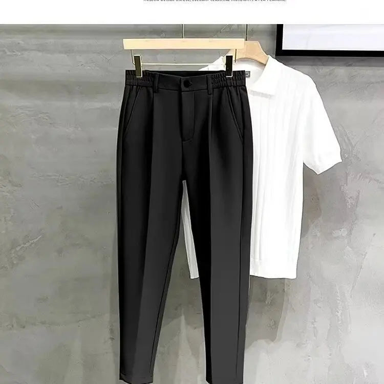 Spring Summer New Men's Slim Cropped Pants