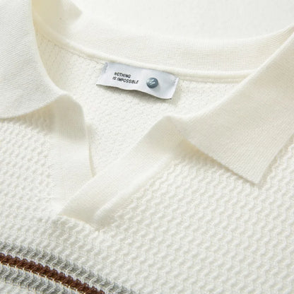 Men's Short Sleeve Striped Knit Polo