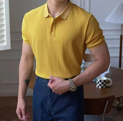 Men's Vertical Stripe Knit Polo