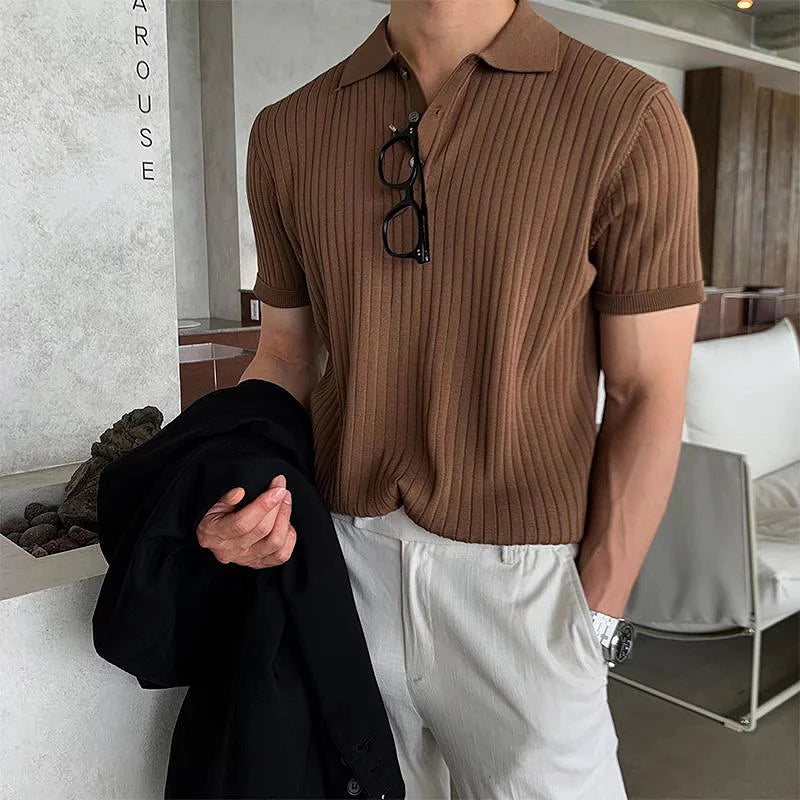Men's Retro Knit Polo Shirt