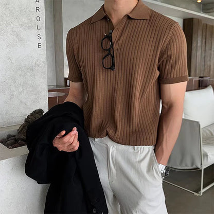 Men's Retro Knit Polo Shirt