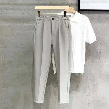Spring Summer New Men's Slim Cropped Pants