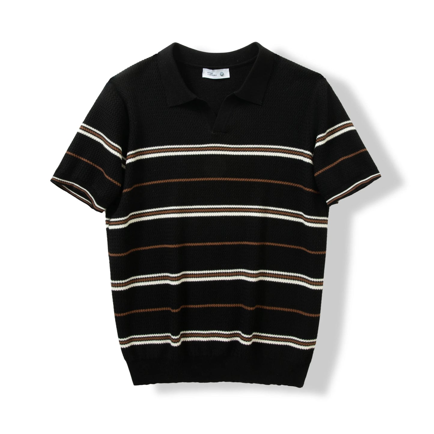 Men's Short Sleeve Striped Knit Polo