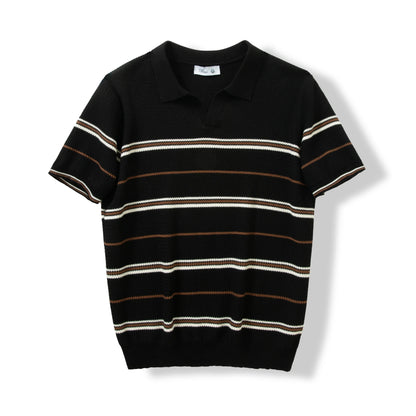 Men's Short Sleeve Striped Knit Polo