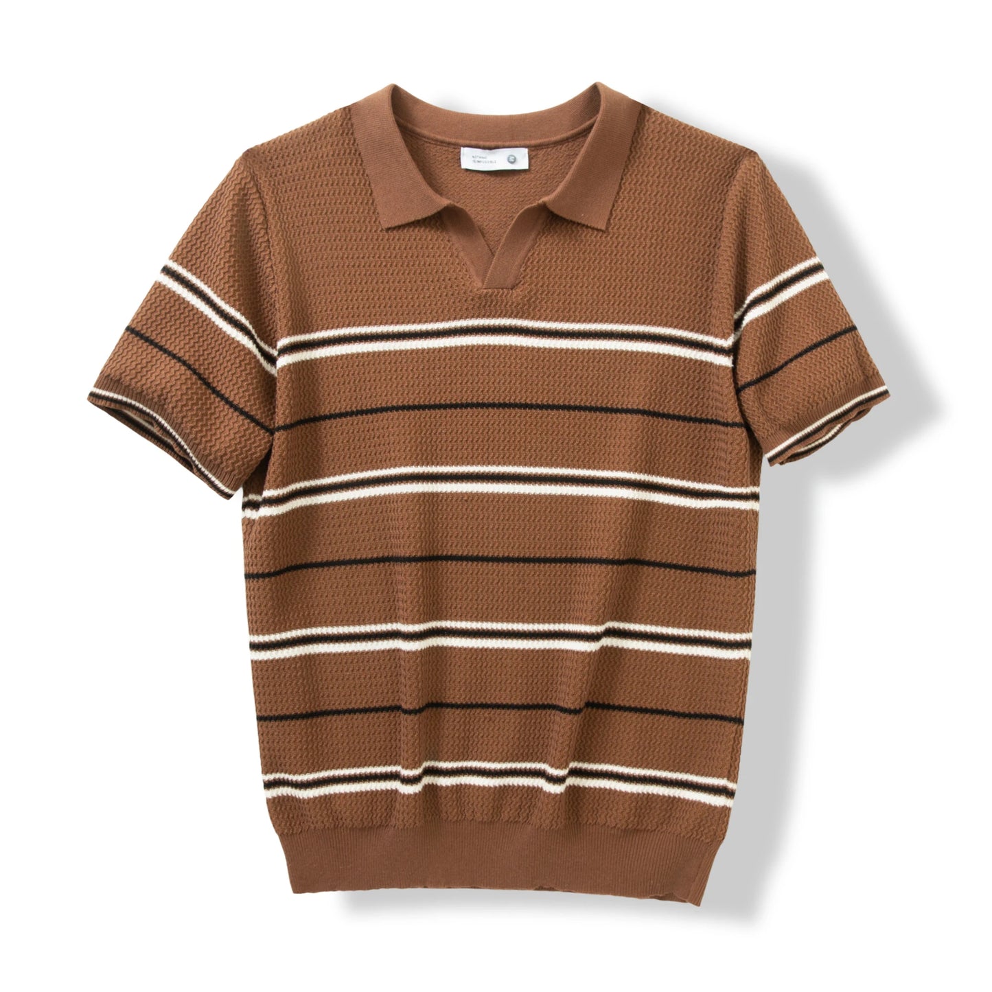 Men's Short Sleeve Striped Knit Polo