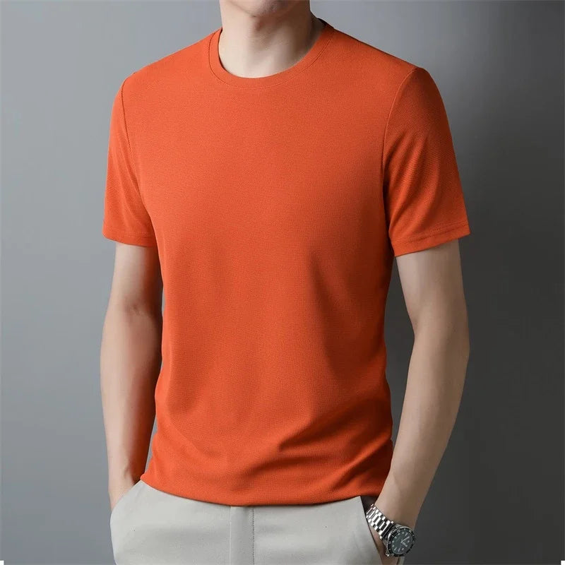 Waffle Knit O-Neck T-Shirt