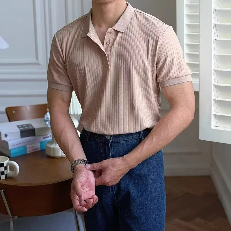 Men's Vertical Stripe Knit Polo