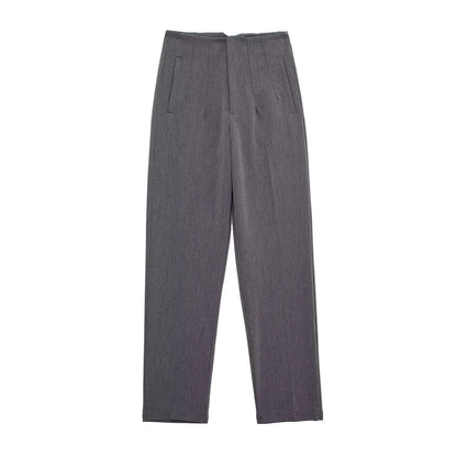 Women's High Waist Solid Ankle Pants