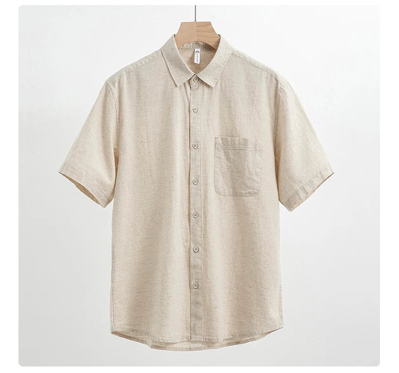 Men's Cotton Linen Short Sleeve Shirt