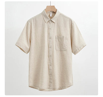 Men's Cotton Linen Short Sleeve Shirt