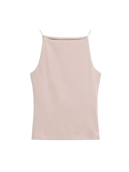 Women's Solid Halter Neck Tank Top
