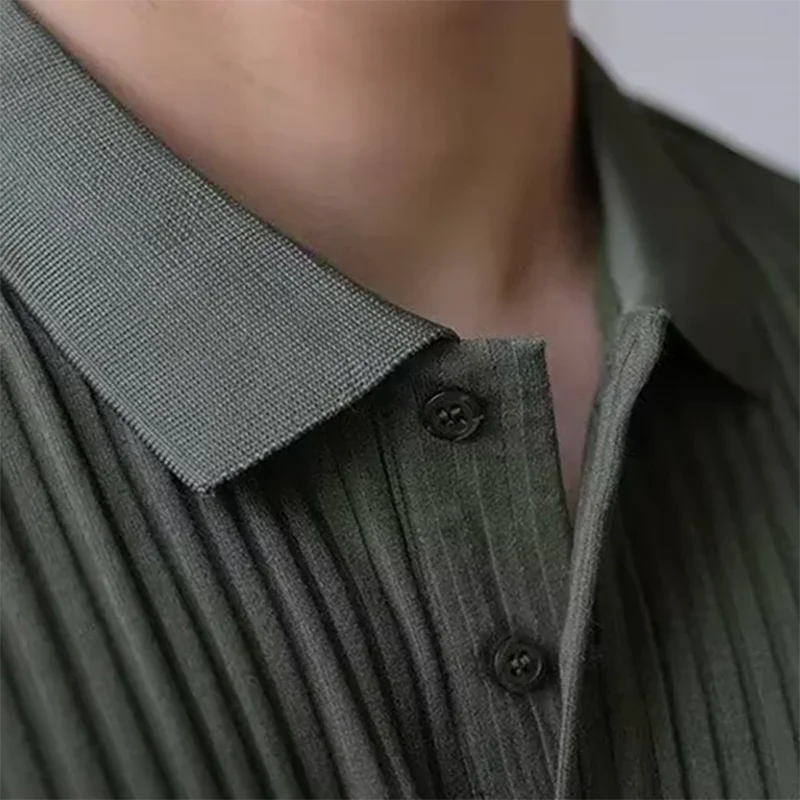 Men's Vertical Stripe Knit Polo