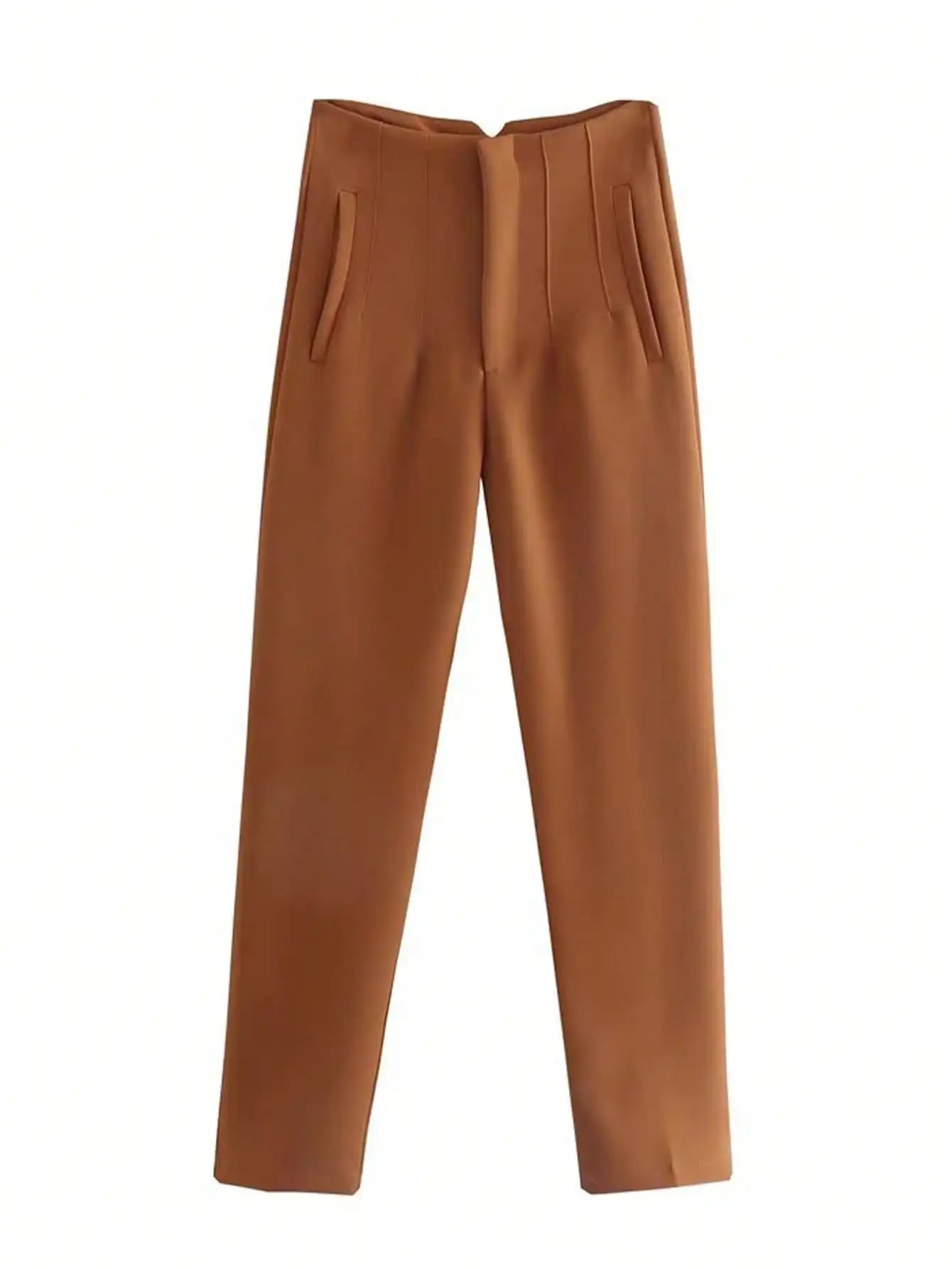 Women's Elegant High Waist Solid Pencil Pants